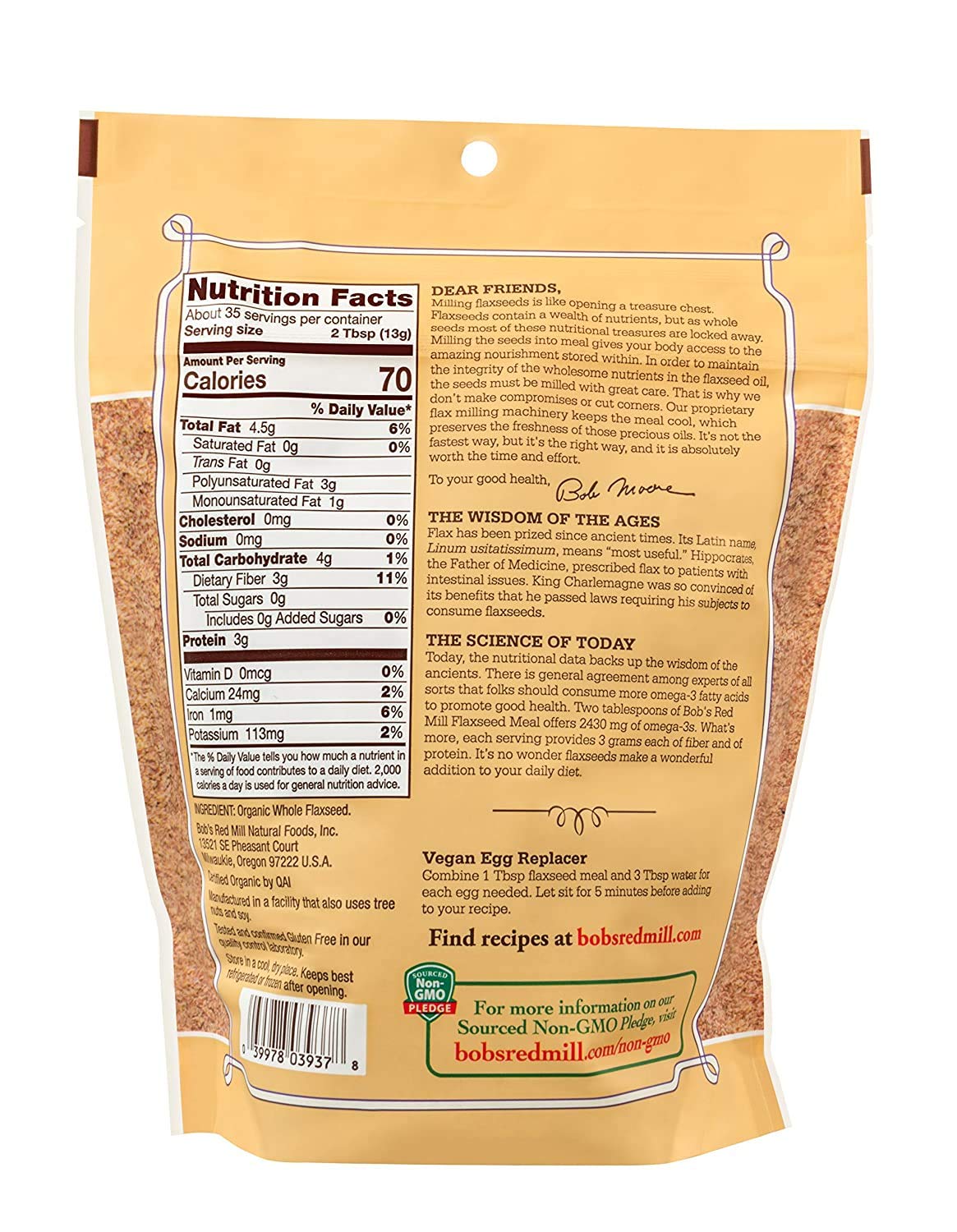 Bob'S Red Mill Organic Brown Flaxseed Meal, 32-Ounce (Pack Of 1)