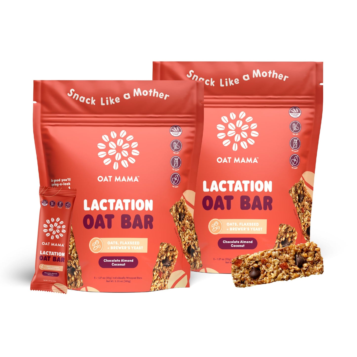 Oat Mama Chocolate Almond Coconut Lactation Bars | Essential Breastfeeding Snacks With Oats  Flaxseed & Beverage Makers Yeast | Milkflow Lactation Support For Nursing Moms - 10 Count