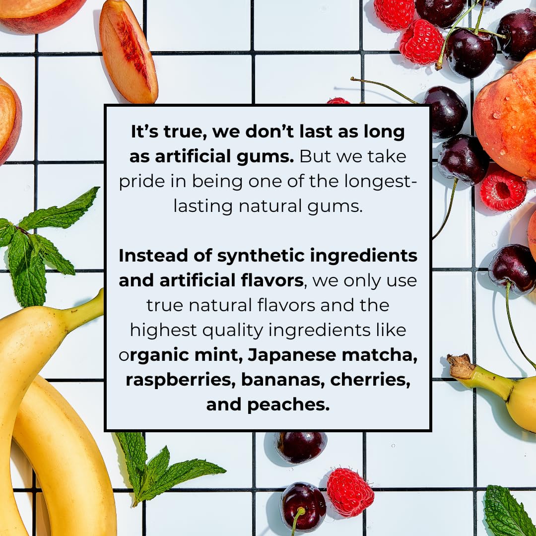 Refresh Gum, Xylitol, Natural, Sugar Free, Plastic Free, Natural Flavors & Organic Ingredients, Plant-Based, Non Gmo, Peppermint, Garden Mint & Raspberry Variety Pack, 12 Pcs, 6 Pack