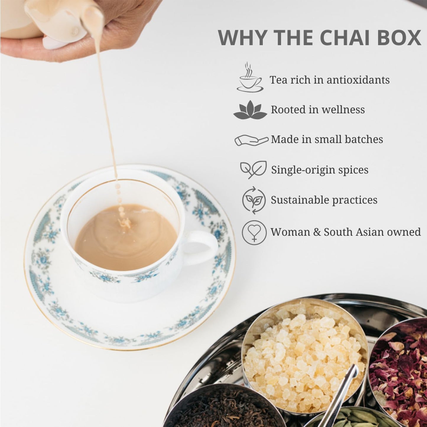 The Chai Box - Premium Rose Chai Tea - Makes 25 Servings - Loose Leaf Black Tea W/Rose Petals & Cardamom - Featured In Oprah'S F