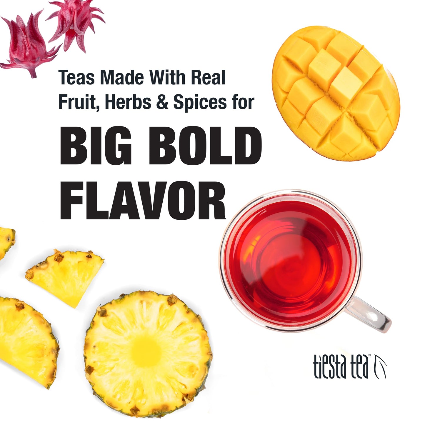 Tiesta Tea Pineapple Sangria - Pineapple Hibiscus White Tea Blend, Low-Caffeinated, 2 oz Resealable Pouch, Makes 25 Cups