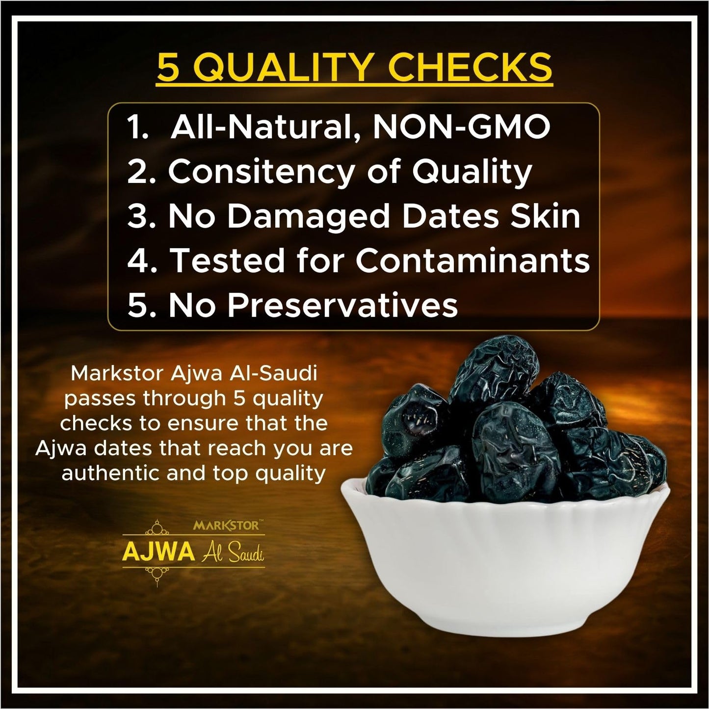Markstor Ajwa Al-Saudi - Finest Original Ajwa Dates (Khajoor/Khajur) Of Madina, Saudi Arabia - 100 Grams Sampler Box