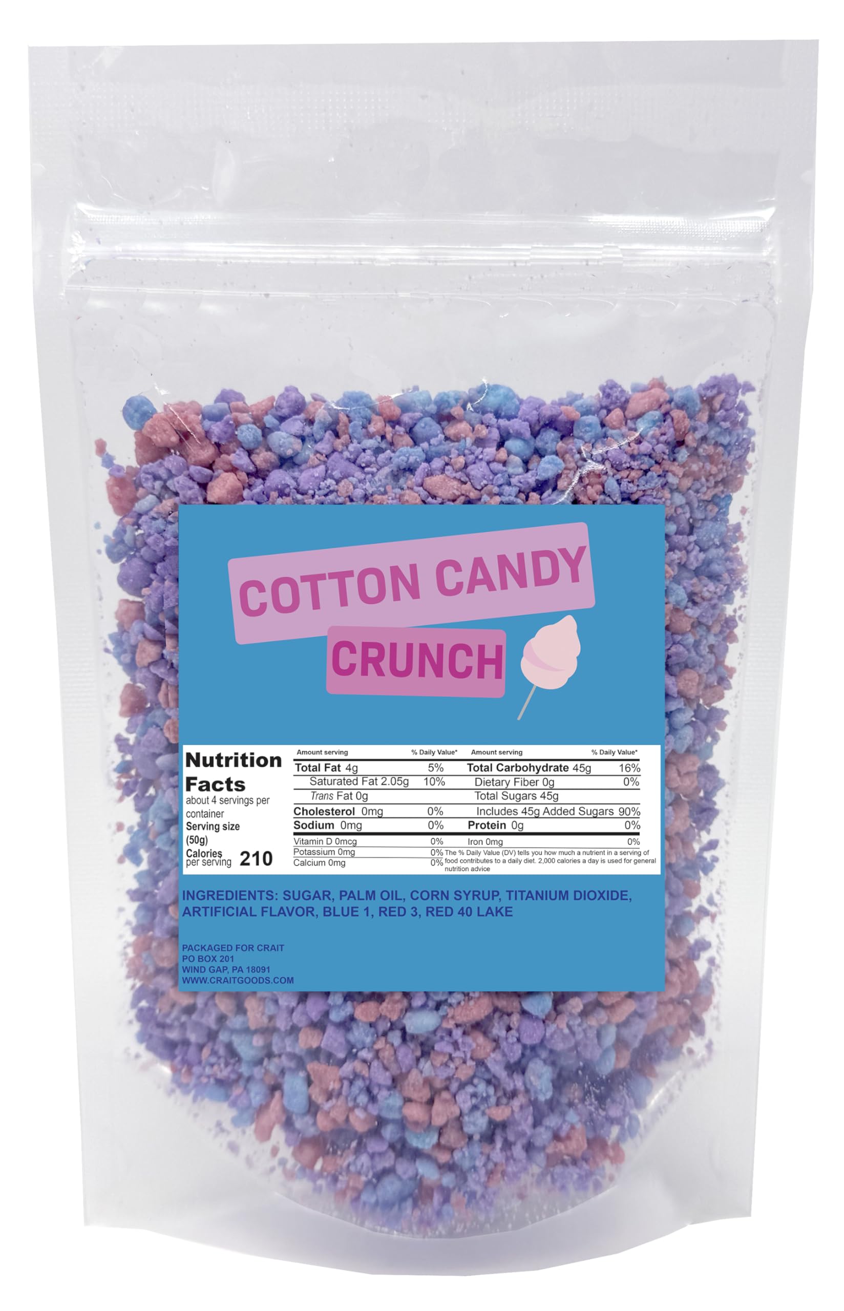 Cotton Candy Crunch Topping for Ice Cream, Froyo, Frappes, Cupcake and Dessert Toppings 7 Ounce