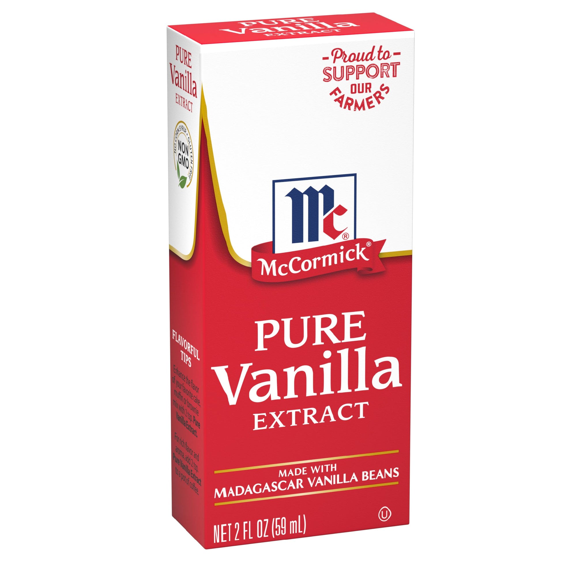 McCormick Pure Vanilla Extract, Madagascar Vanilla Beans, 2 fl oz, Red