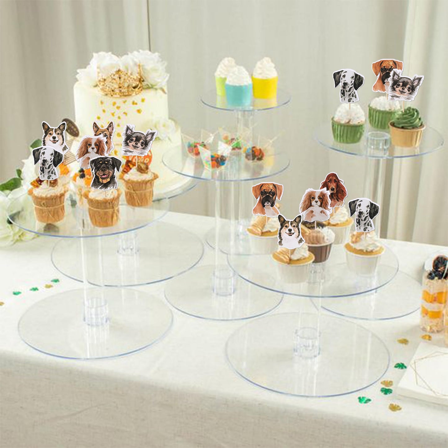 Rssta i Cupcake Toppers for Dogs - 40 Pack Double-Sided Birthday Picks - Design 2