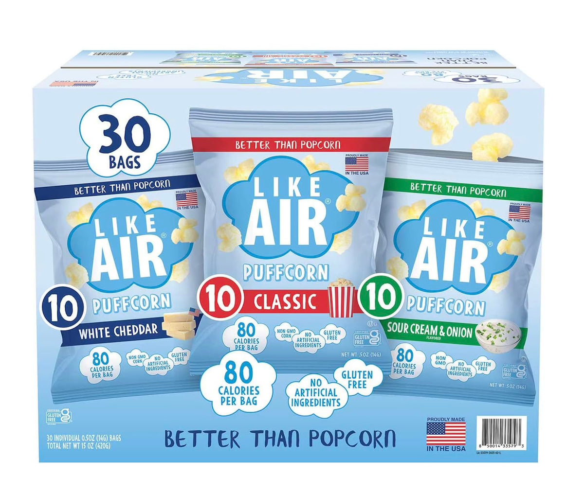 Like Air Puffcorn Variety Pack, 0.5 oz., 30 pk.
