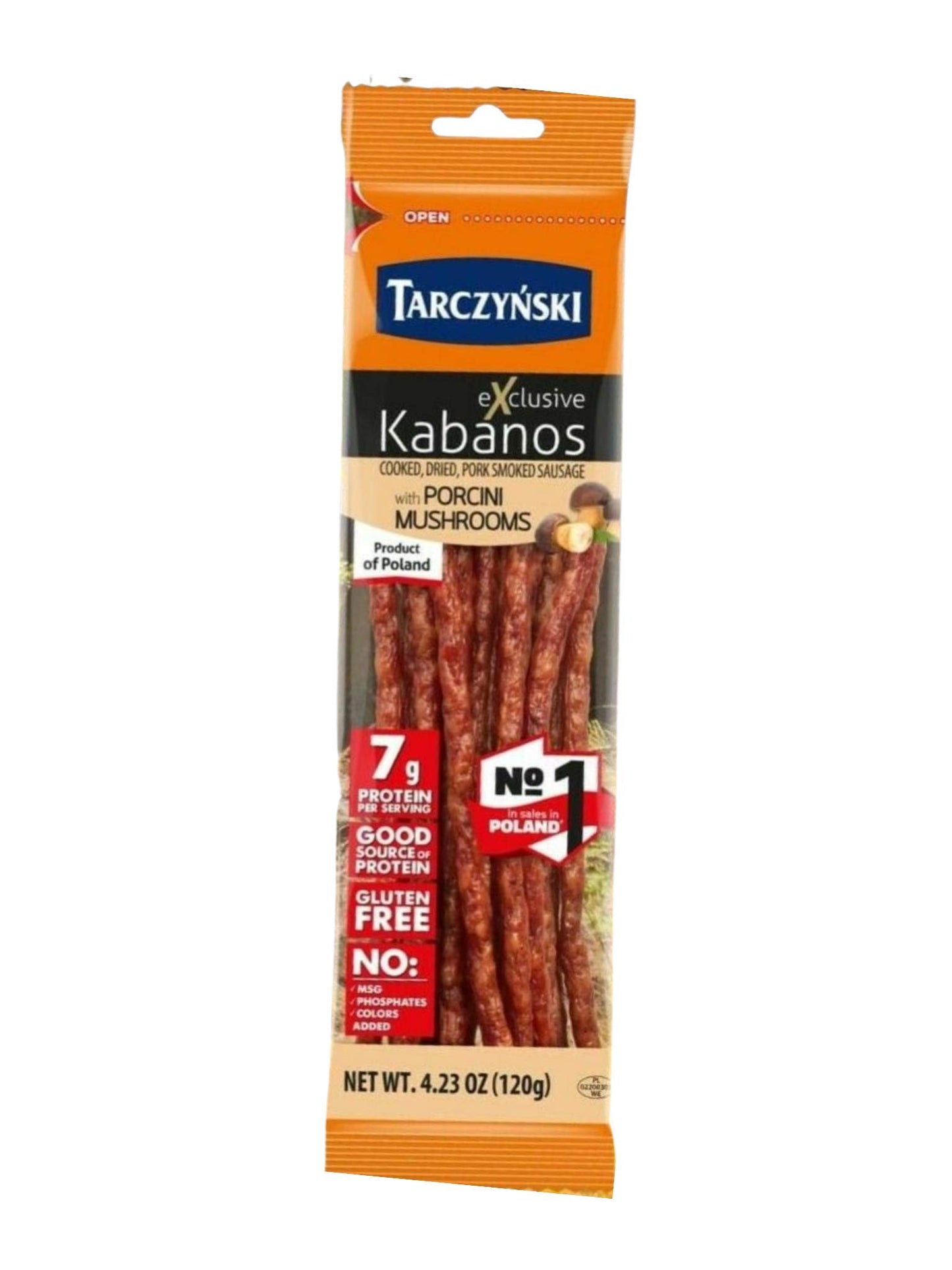 TARCZYNSKI Kabanos with Porcini Mushrooms, 120g (4.23 oz), Pack of 1