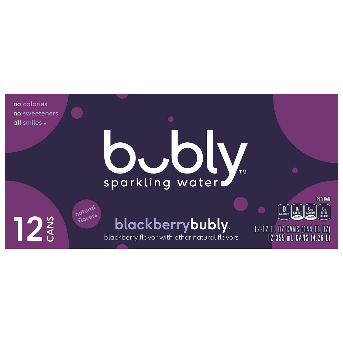 Bubly Sparkling Water, Blackberry, 12 Fl Oz (Pack Of 12)