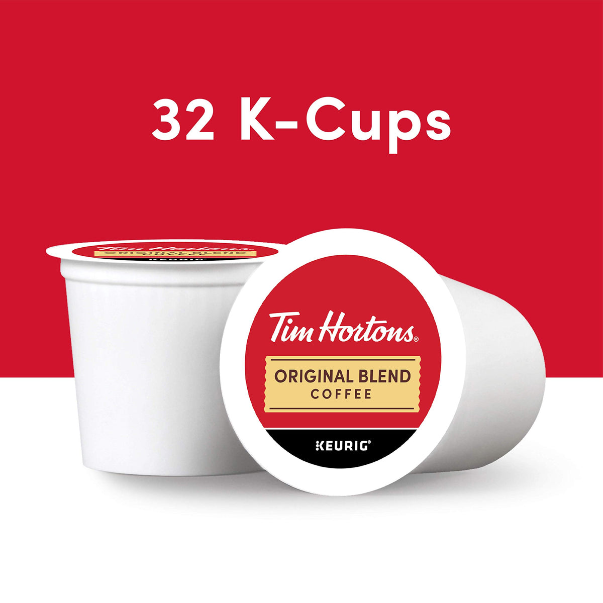 Tim Hortons Original Blend Medium Roast Coffee K-Cup Pods 32ct Red Compatible with Keurig malt-inspired