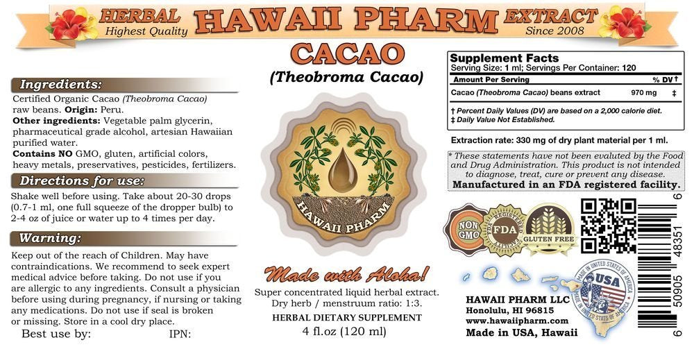 Hawaii Pharm Cacao Liquid Extract 2x2 oz