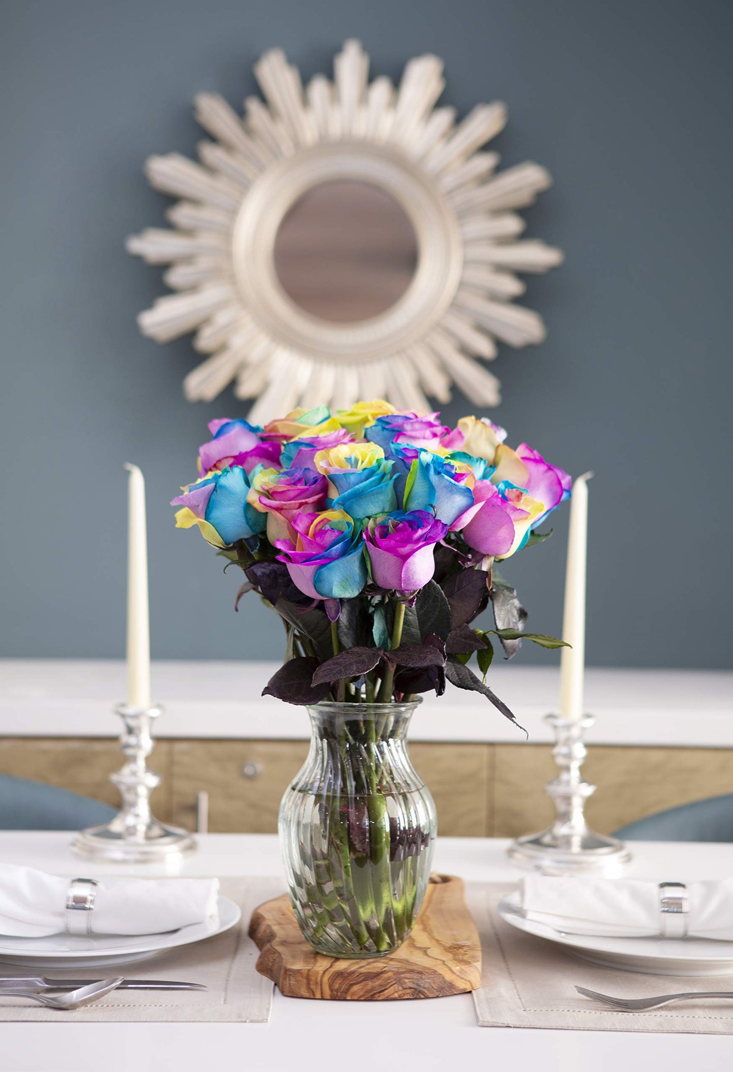 Kabloom Flowers - Bouquet Of 12 Fresh Rainbow Roses Without Vase - Gift For Birthday,Anniversary, Get Well, Thank You, Valentine, Mother’S Day Fresh Flowers