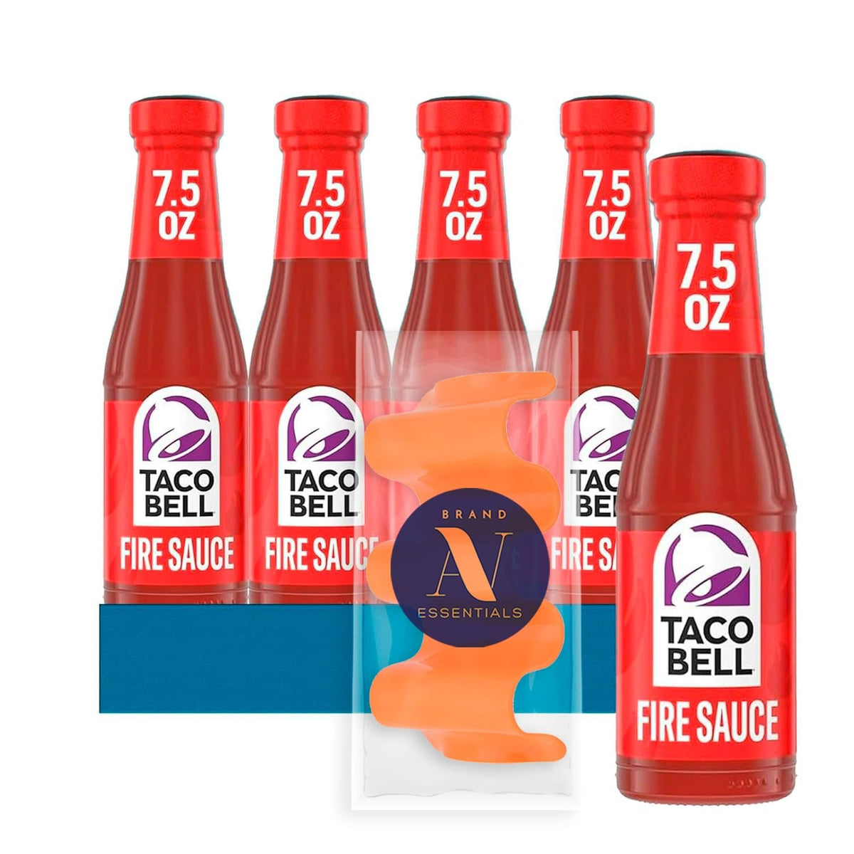 Taco Bell - Lavinia Essential Bundle: 4-Pack of Fire Sauce, 7.5 oz Glass Bottle + 1 Utility Prop.