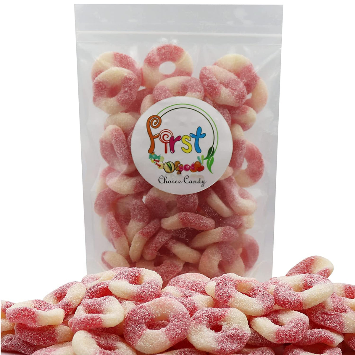 Firstchoicecandy Gummy Rings (Sour Mini Strawberry, 2.2 Pound (Pack Of 1))