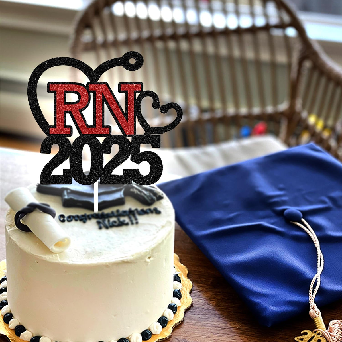 Tivurcia Rn 2025 Cake Topper - Class Of 2025 Nurse Graduation Cake Decor, Congratulations High School/College Graduation Party D