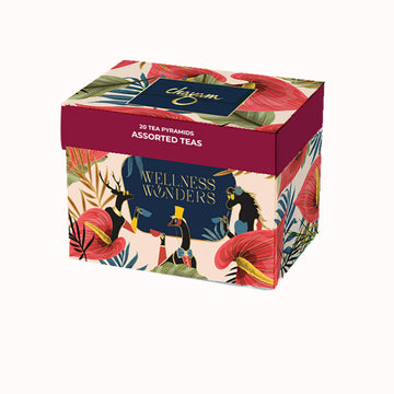 Chayam Assorted WomenS Day Gift Box, 20 Tea Bags, 5 Flavors | WomenS Day Festive Variety Pack | Himalayan Green, Cinnamon, Tul