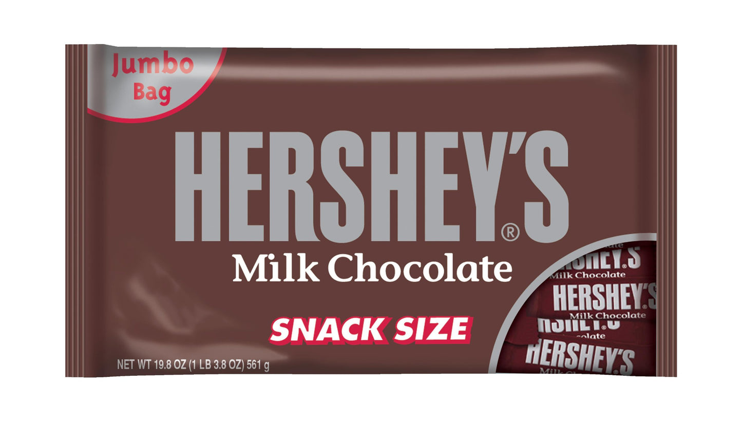 HERSHEYS Milk Chocolate Snack Size, Candy Jumbo Bag, 19.8 oz