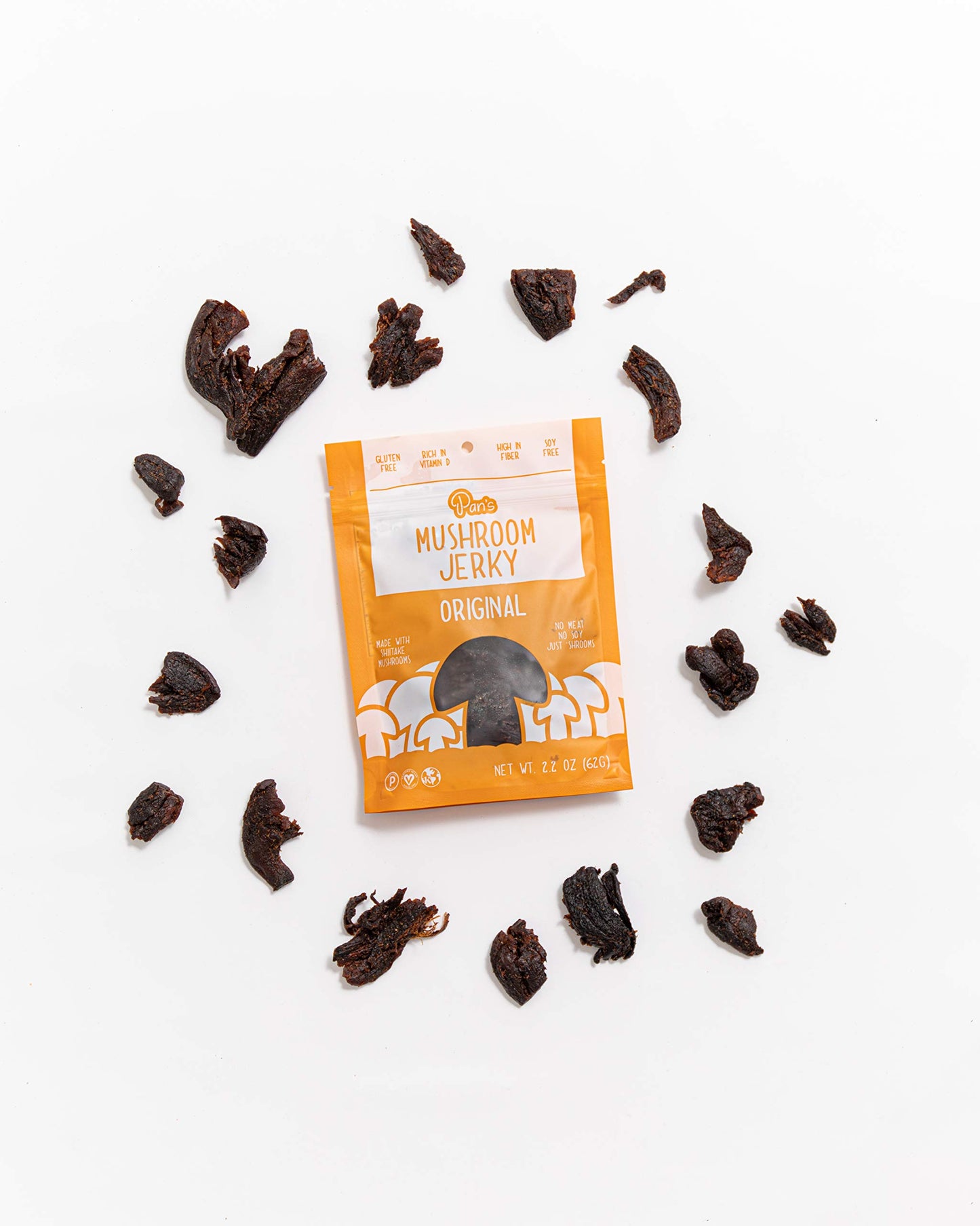 Pan s Mushroom Jerky, Vegan Snacks, Dried Mushrooms Shiitake, Plant based Jerky, Meatless Jerky, Gluten Free, High in Fiber, wi