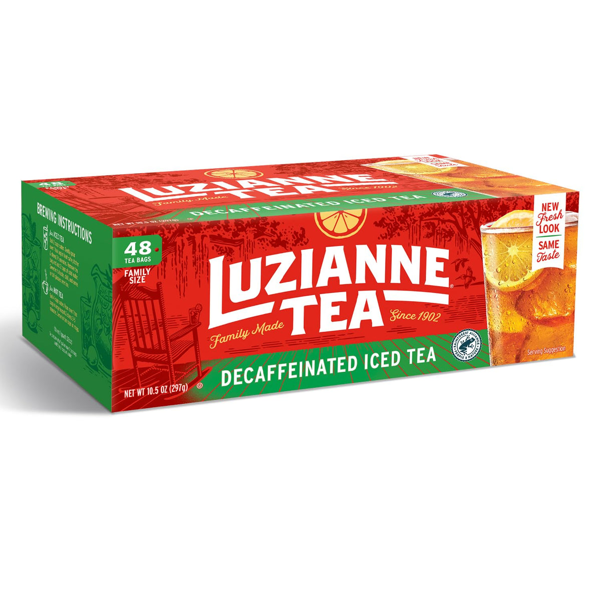 Luzianne Decaffeinated Iced Tea Bags, Family Size, 48Ct Box (Pack Of 6)