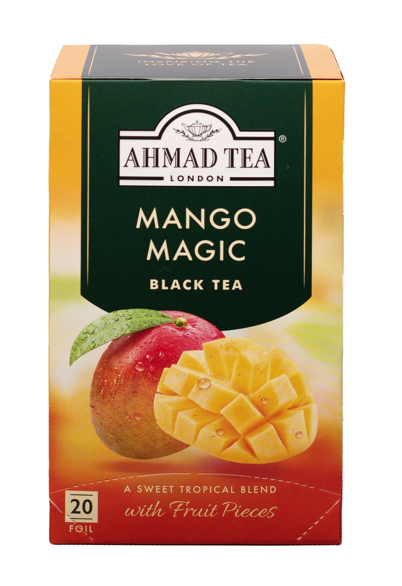 Ahmad Tea Mango Magic Black Tea, 20-Count Boxes, Pack of 6, Model 698