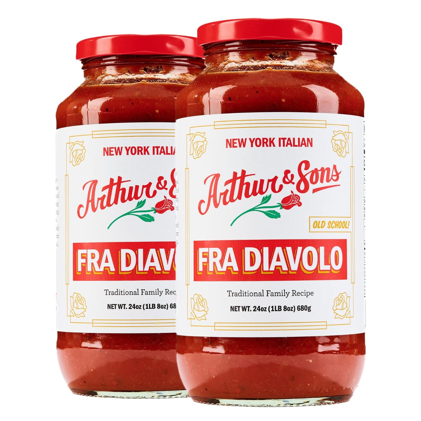 Arthur & Sons Fra Diavolo Sauce - Authentic Spicy Italian Recipe, All-Natural, Gluten-Free - 2 Pack (48oz)