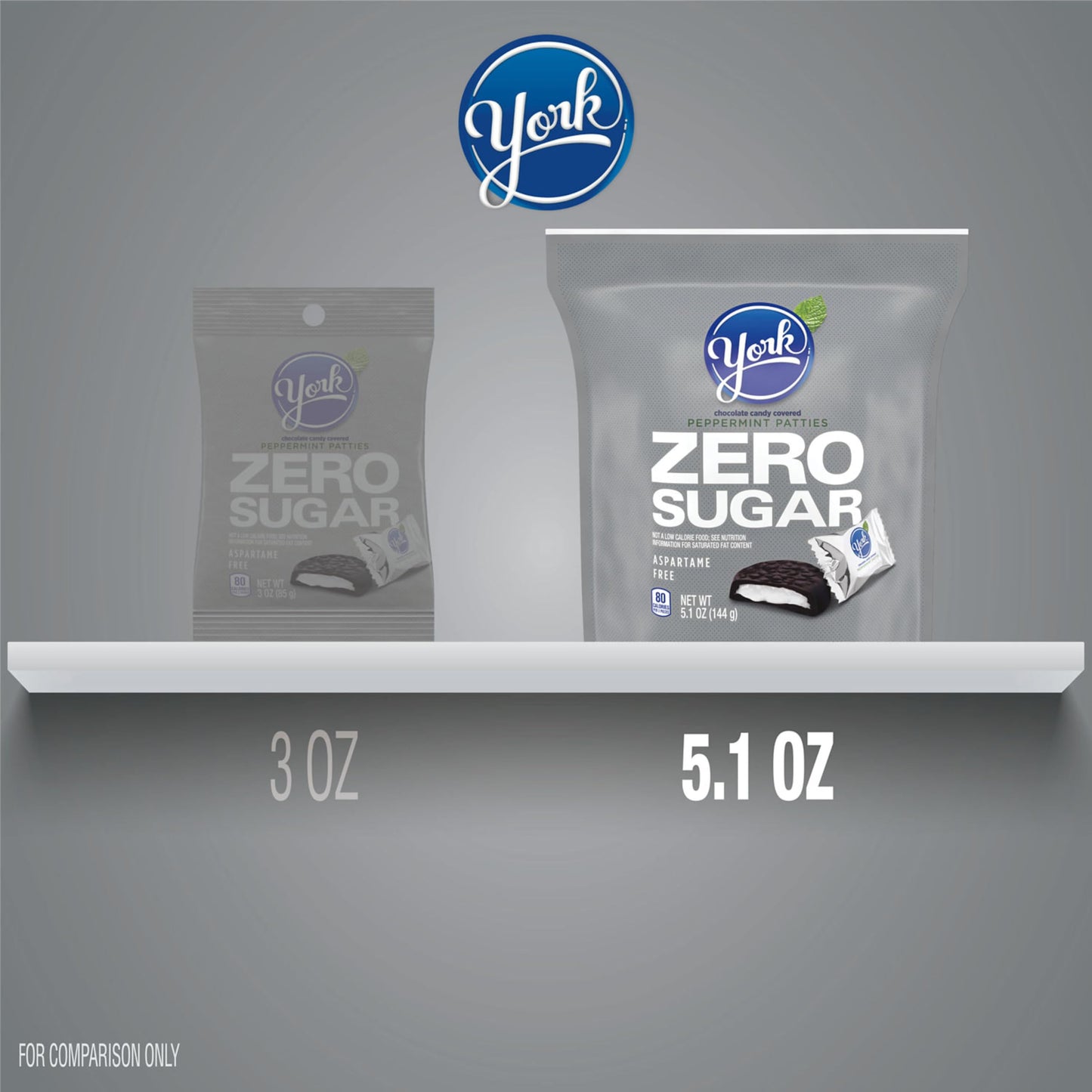 YORK Zero Sugar Chocolate Peppermint Patties, 5.1 oz Candy Bag - Delicious Low-Calorie Treat