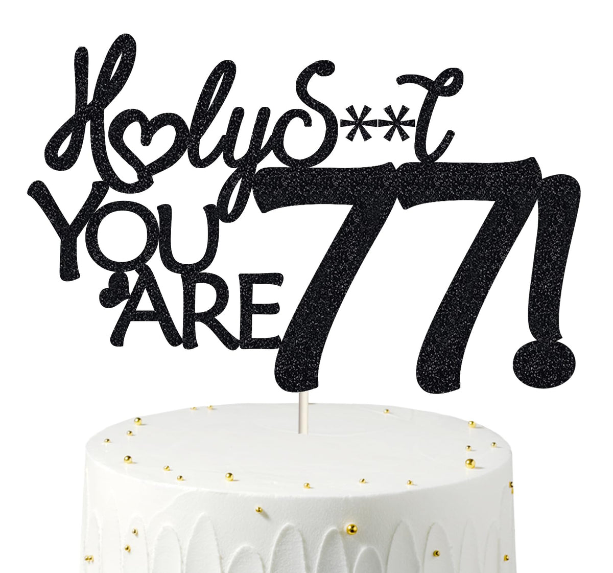 Happy 77th Birthday Cake Topper 77 Birthday Cake Toppers-Black Glitter, Funny 77th Cake Topper for Men For Women, 77th birthday 