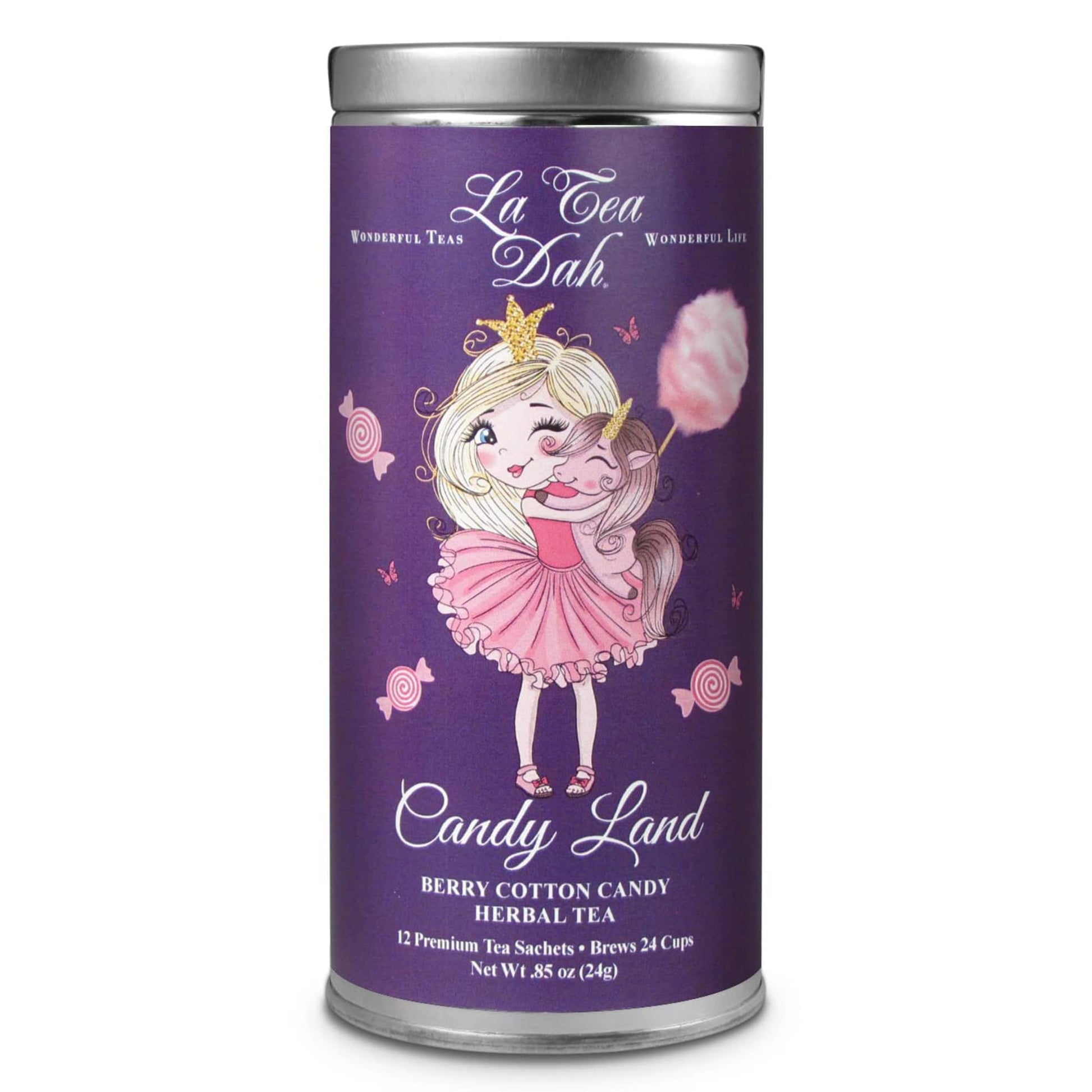 La Tea Dah Berry Cotton Candy Childrens Tea, Caffeine-Free, Red Rooibos, Blueberry & Lavender, 12 Count, Unsweetened