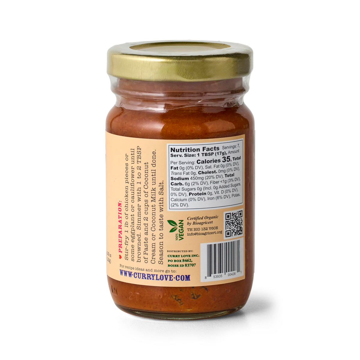 MIKES ORGANIC CURRY LOVE Organic Red Thai Curry Paste, 4.23 Ounce Jar, Authentic & Premium