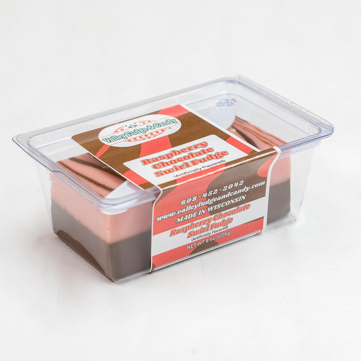 Valley Fudge Raspberry Chocolate Swirl Artisan Fudge Half Pound Package