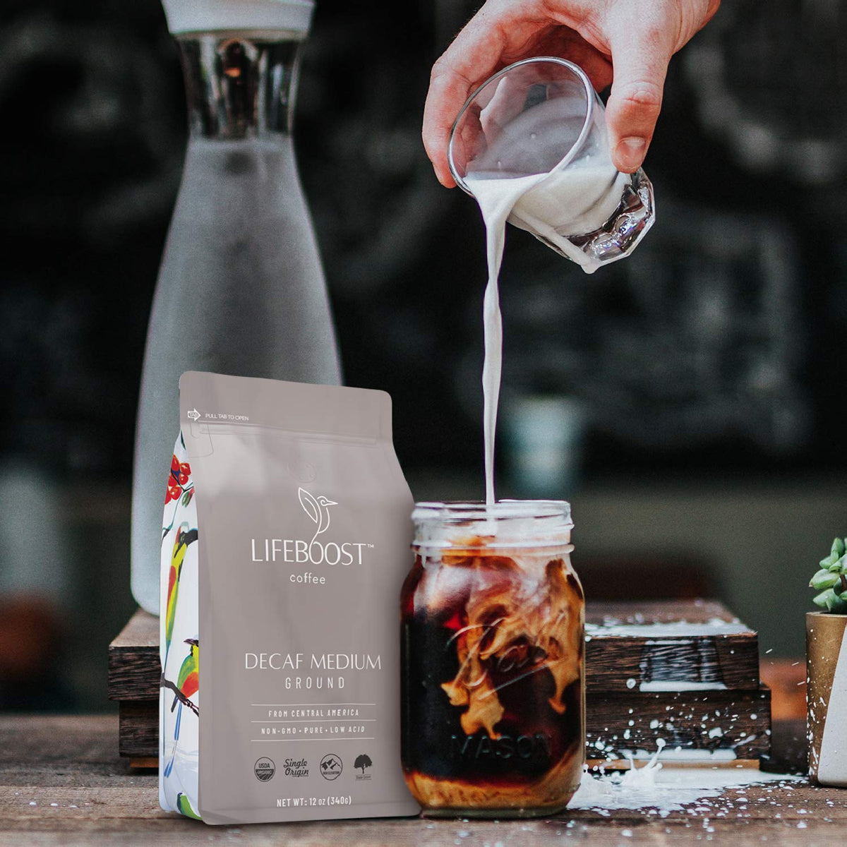 Lifeboost Coffee Medium Roast Swiss Water Decaf Coffee Ground - Low Acid Single Origin Usda Decaf Organic Coffee - Non-Gmo Coffe