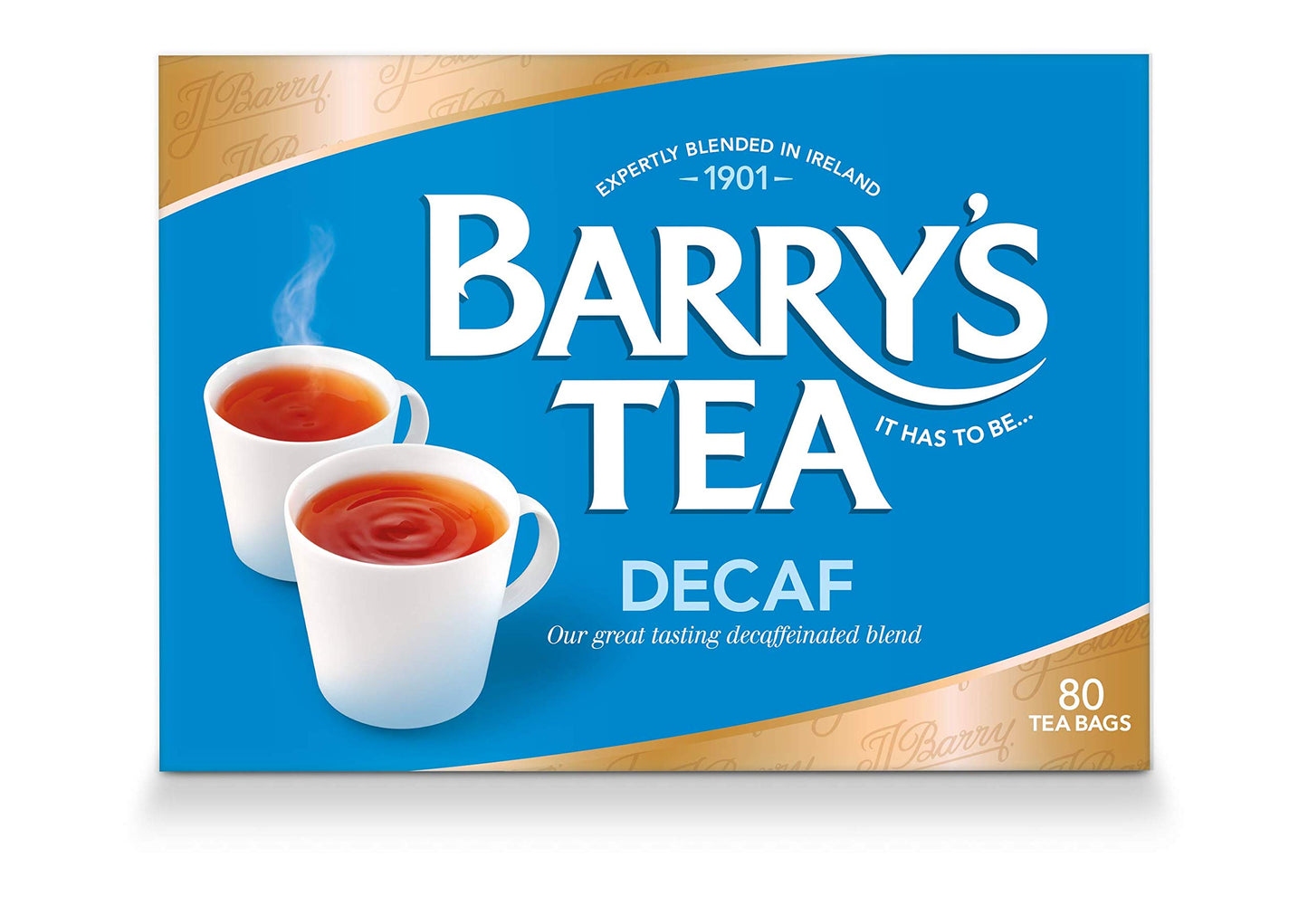 Barrys Tea Decaf Blend, 80 Teabags (3 Pack) - Fresh from Ireland, Caffeine-Free Tea