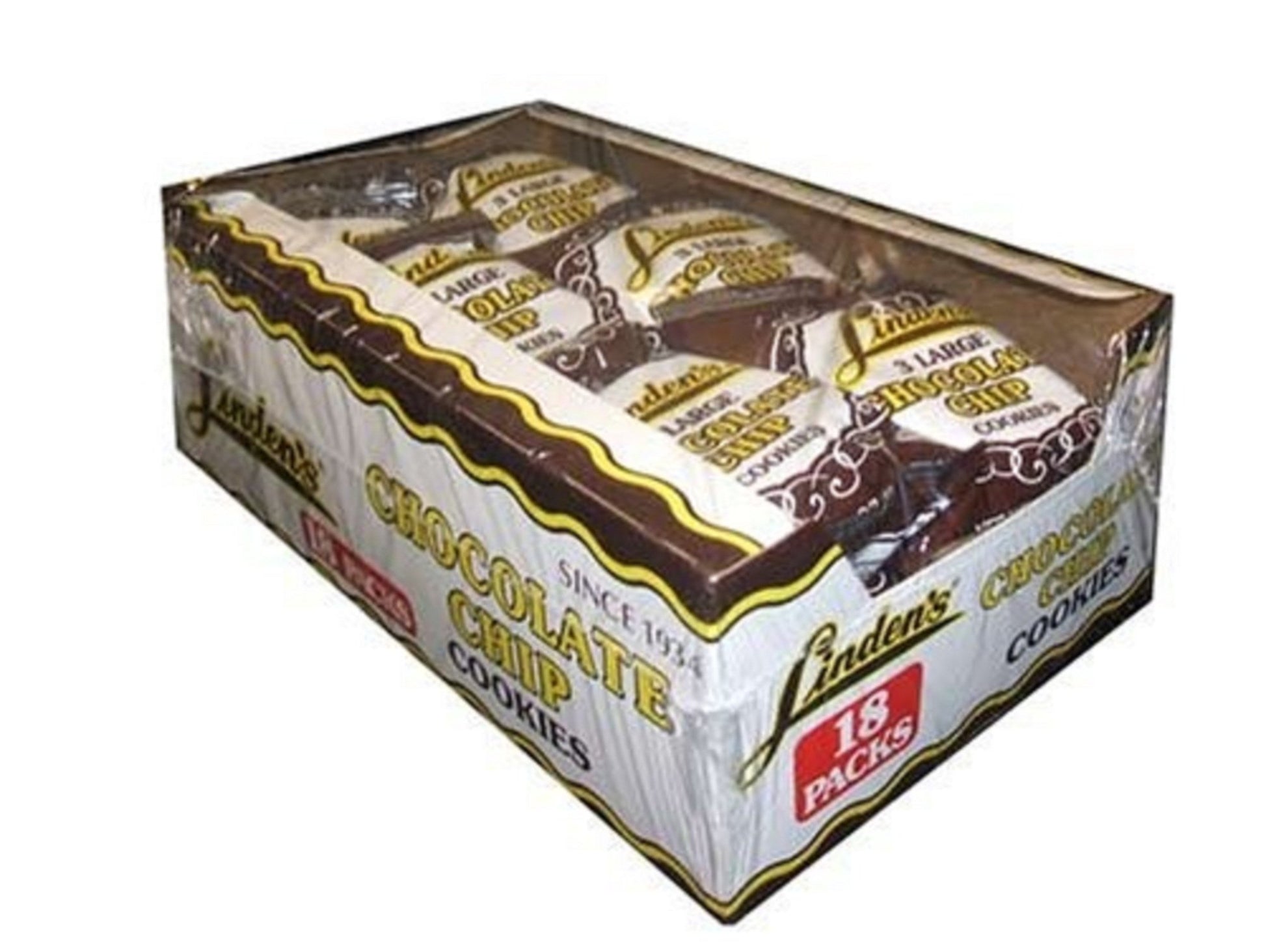 Linden s Chocolate Chip Cookies, 3 Cookies Per Pack 18-1.75 oz. Packs Per Box