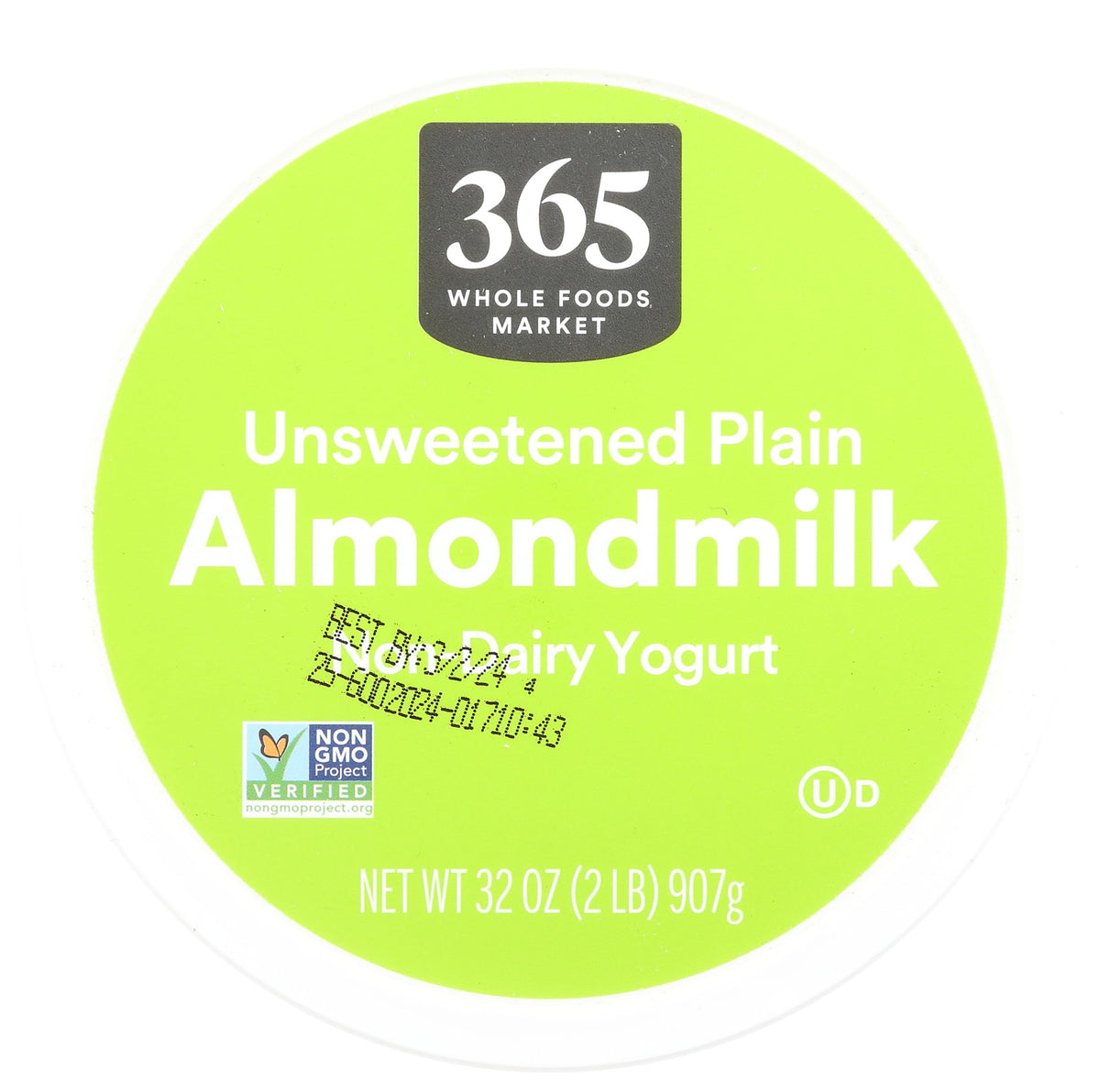 365 Everyday Value Almondmilk Unsweetened Non-Dairy Yogurt, Plain, 32 Oz