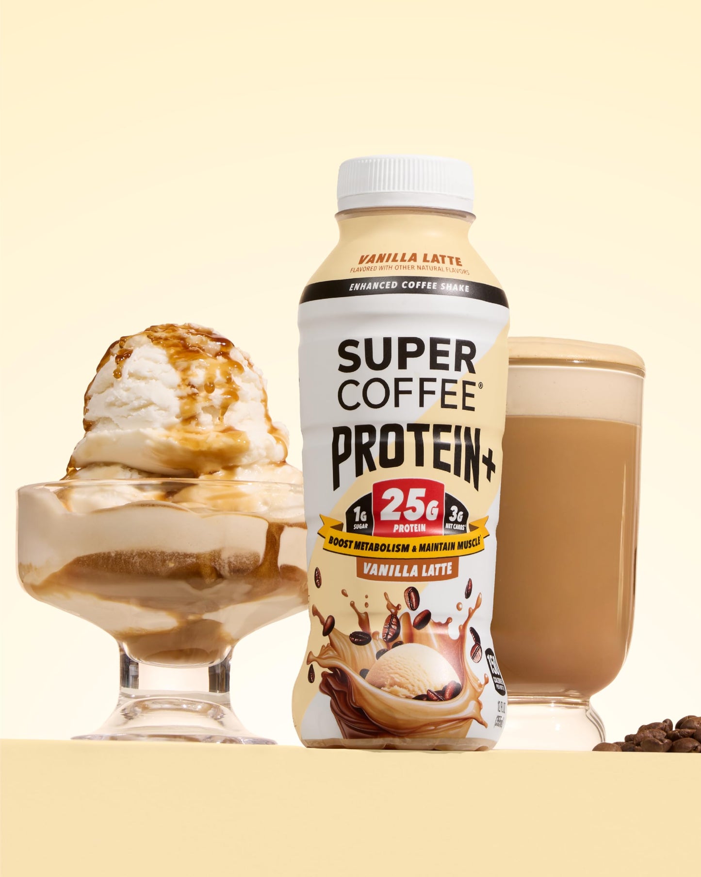 SUPER COFFEE Protein+  Keto Protein Coffee (0g Added Sugar  25g Protein  150 Calories) [Vanilla] 12 Fl Oz  12 Pack | Iced Smart Coffee Drinks