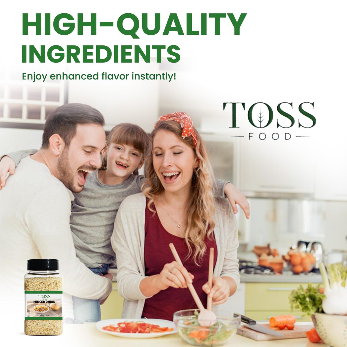 Toss Minced Onion Flakes Dehydrated Onions 8 Ounces,Chopped Dried Onion Flake, Perfect For Stews, Soups, Sauces, Meat, Marinades, Rubs And Dressings
