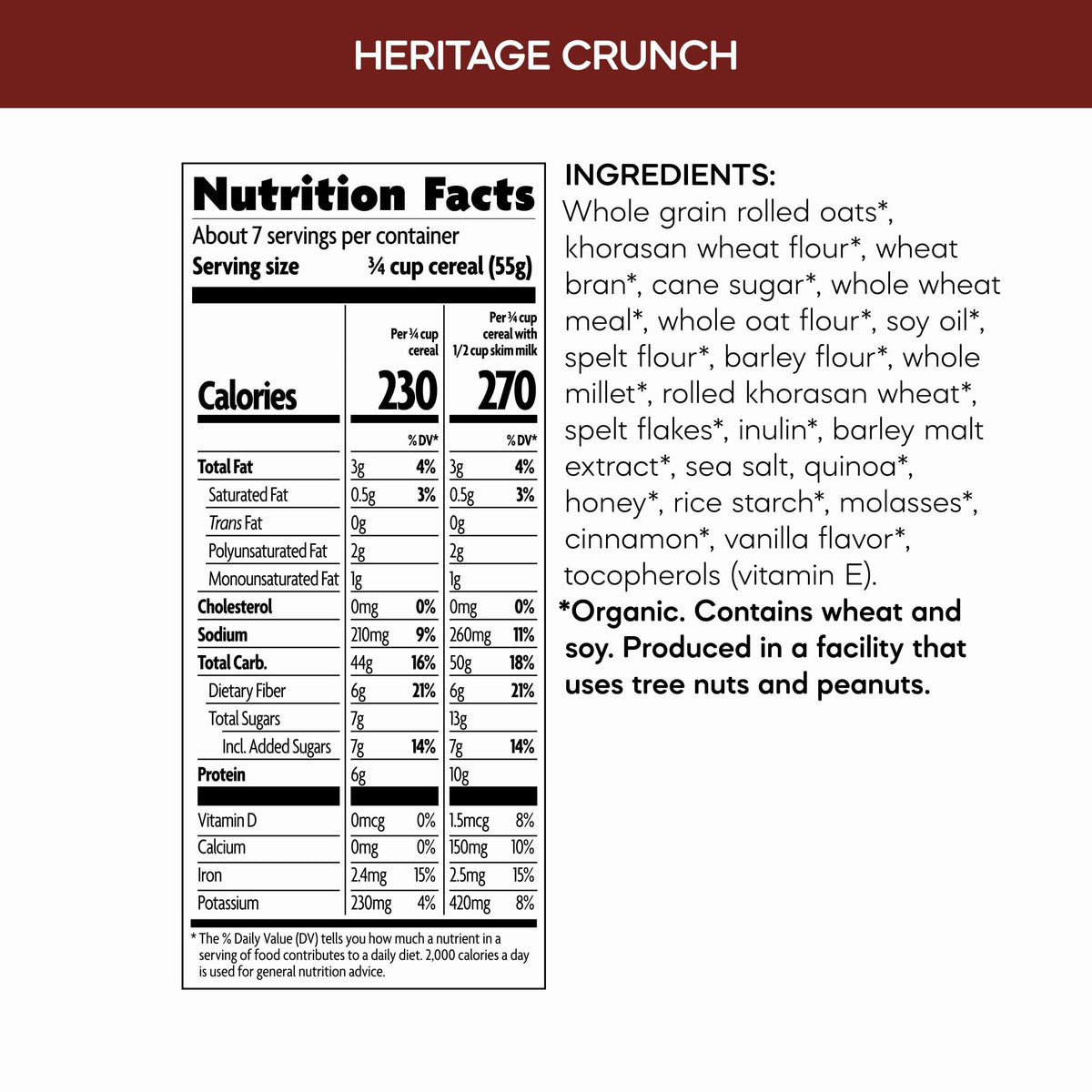 Nature'S Path Organic Heritage Crunch Cereal, 14 Oz (Pack Of 1), Non-Gmo