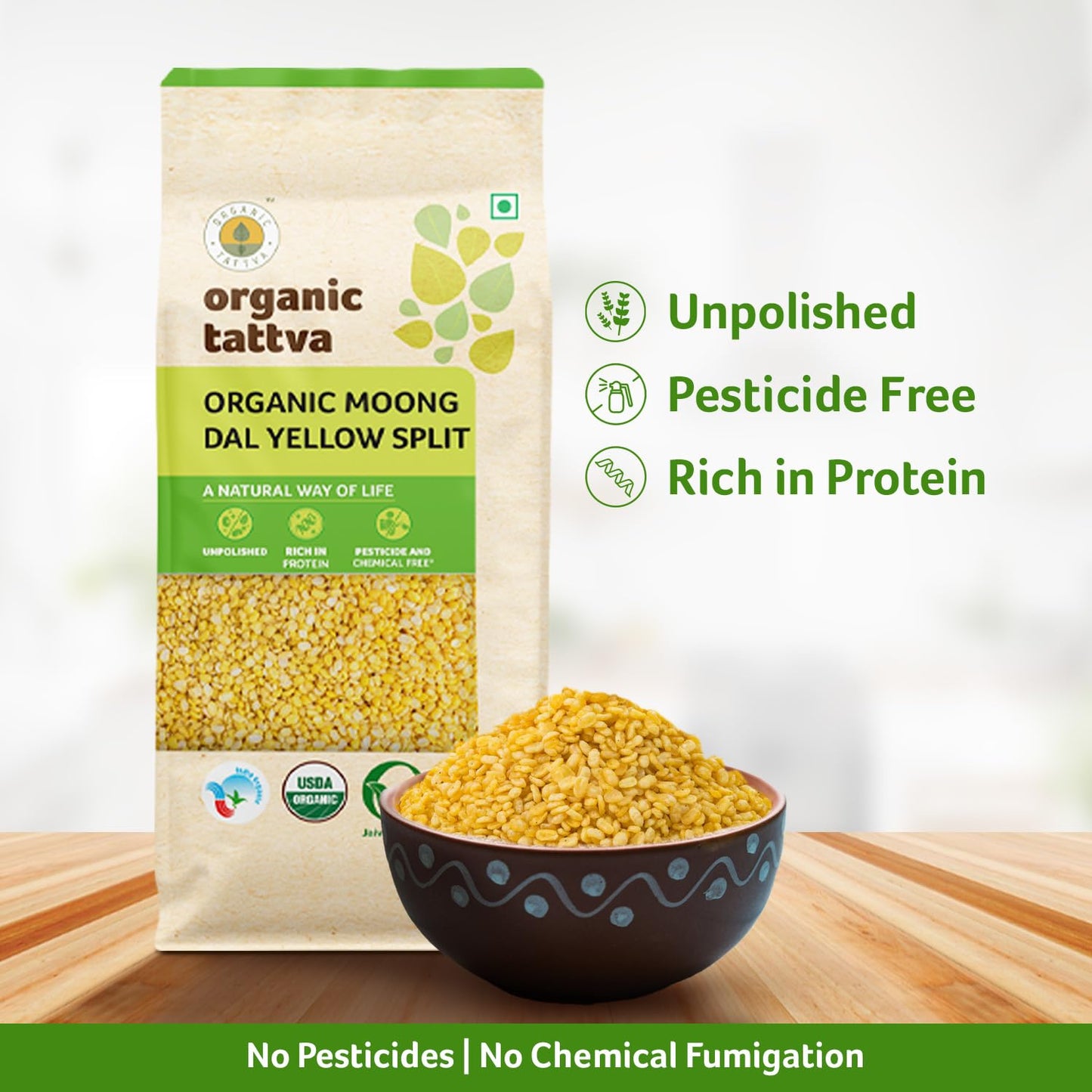 Organic Tattva Moong Dal Yellow Split, 500G