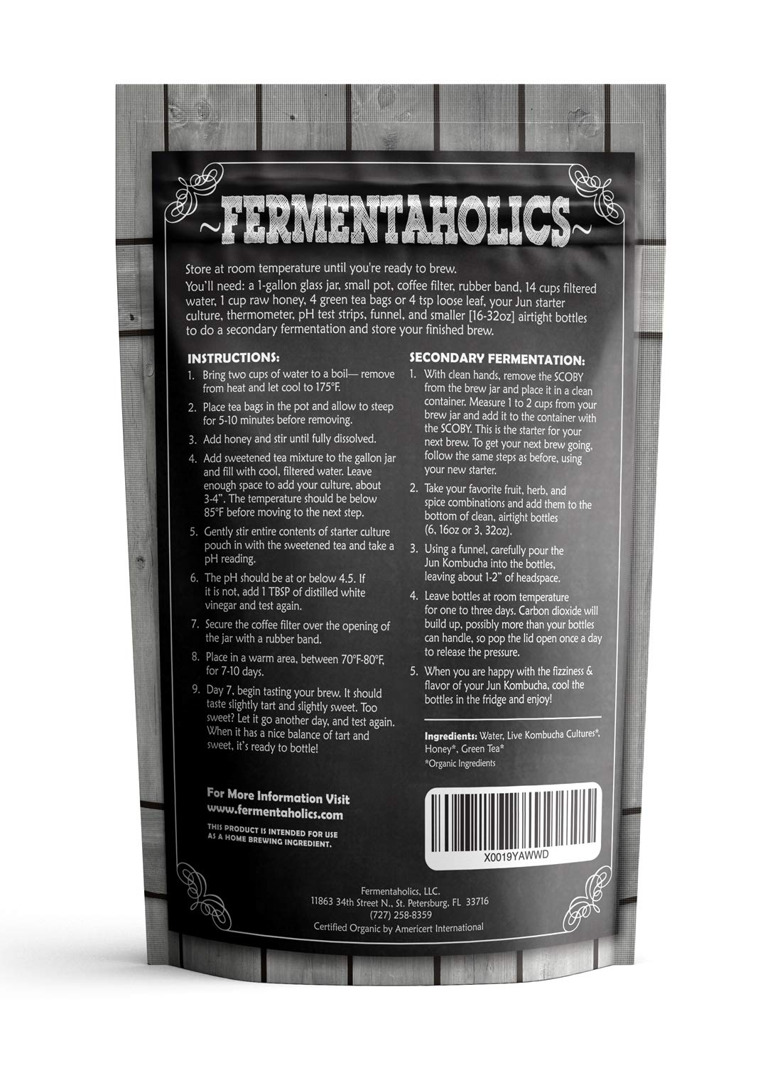 Fermentaholics Jun Kombucha Starter Kit - USDA Organic Jun SCOBY & Starter Tea - 5 Piece Set - Tan