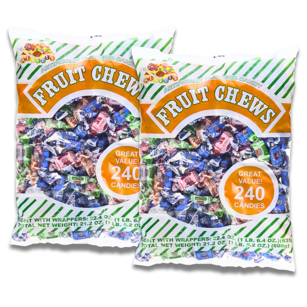 Alberts Candy Assorted Fruit Chews Candy, Individually Wrapped (240 Pcs (2-Pack), Assorted)