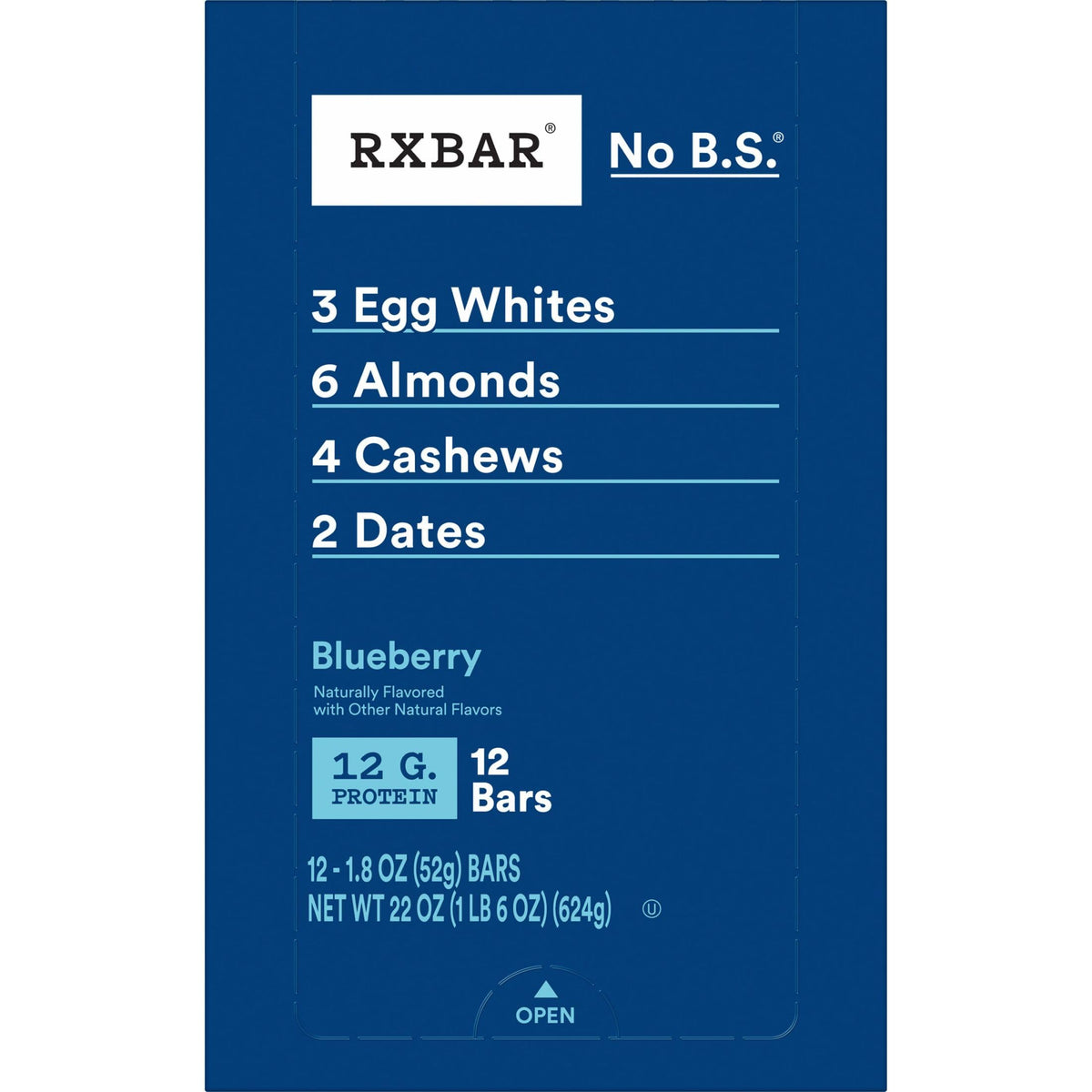 Rxbar Protein Bars, Protein Snack, Snack Bars, Blueberry, 22Oz Box (12 Bars)