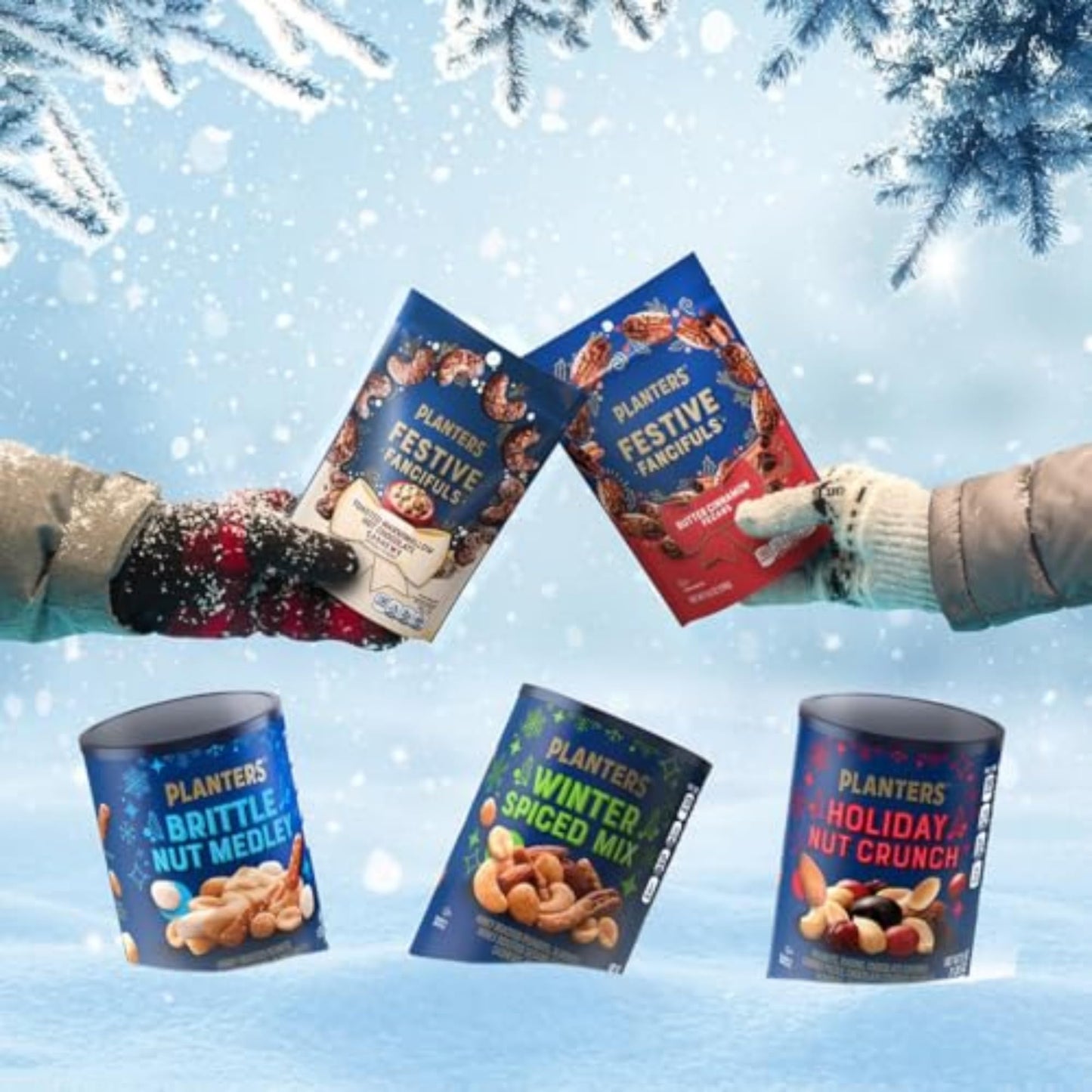 PLANTERS Holiday Brittle Nut Medley Trail Mix Snack with Honey Peanuts  Yogurt Raisins  Peanut Brittle  Pretzels & Cashews  Holiday Snack  Party Nut Mix  1 lb. Canister