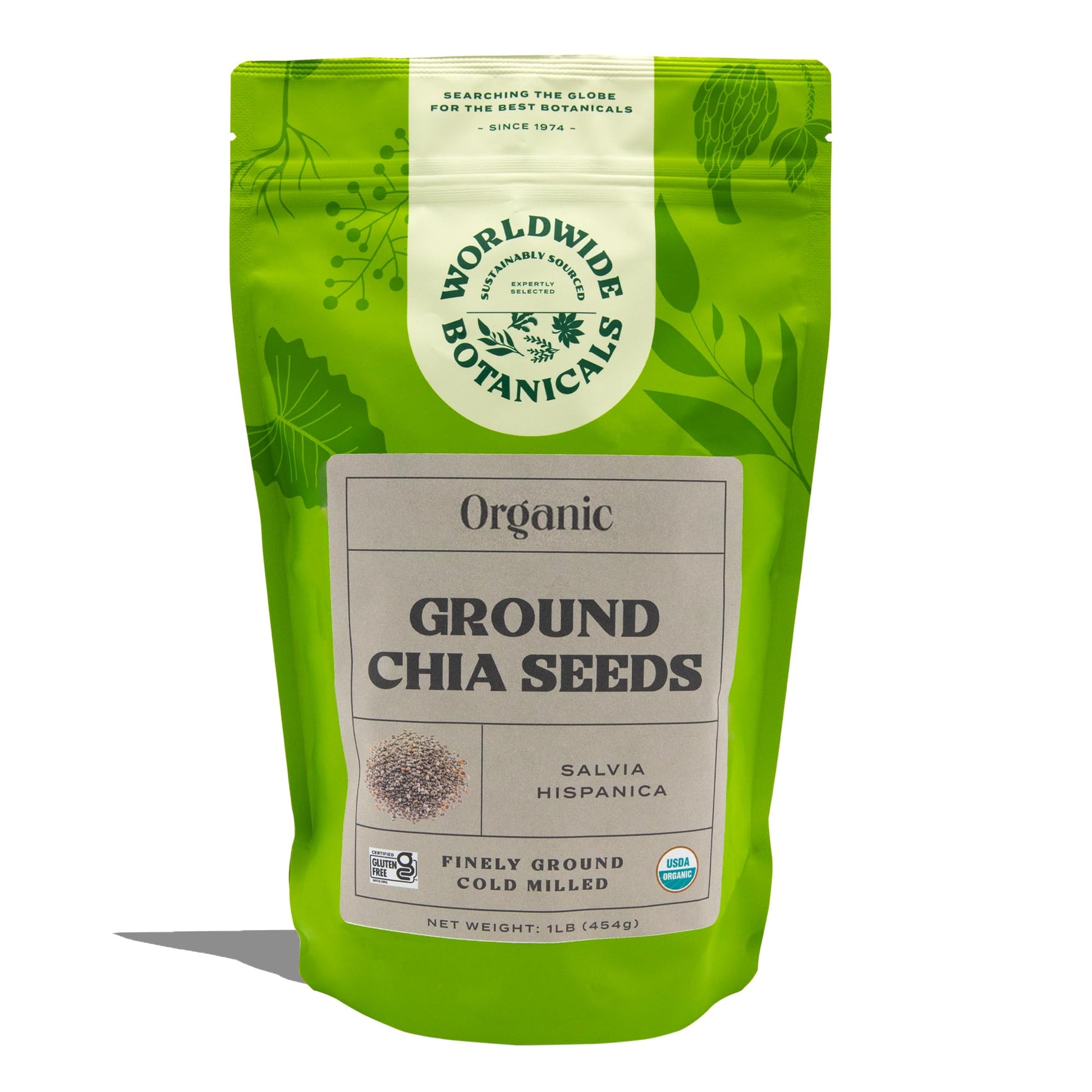 Worldwide Botanicals Organic Chia Seeds - Gluten-Free, Vegan, Non-GMO, 1 Pound
