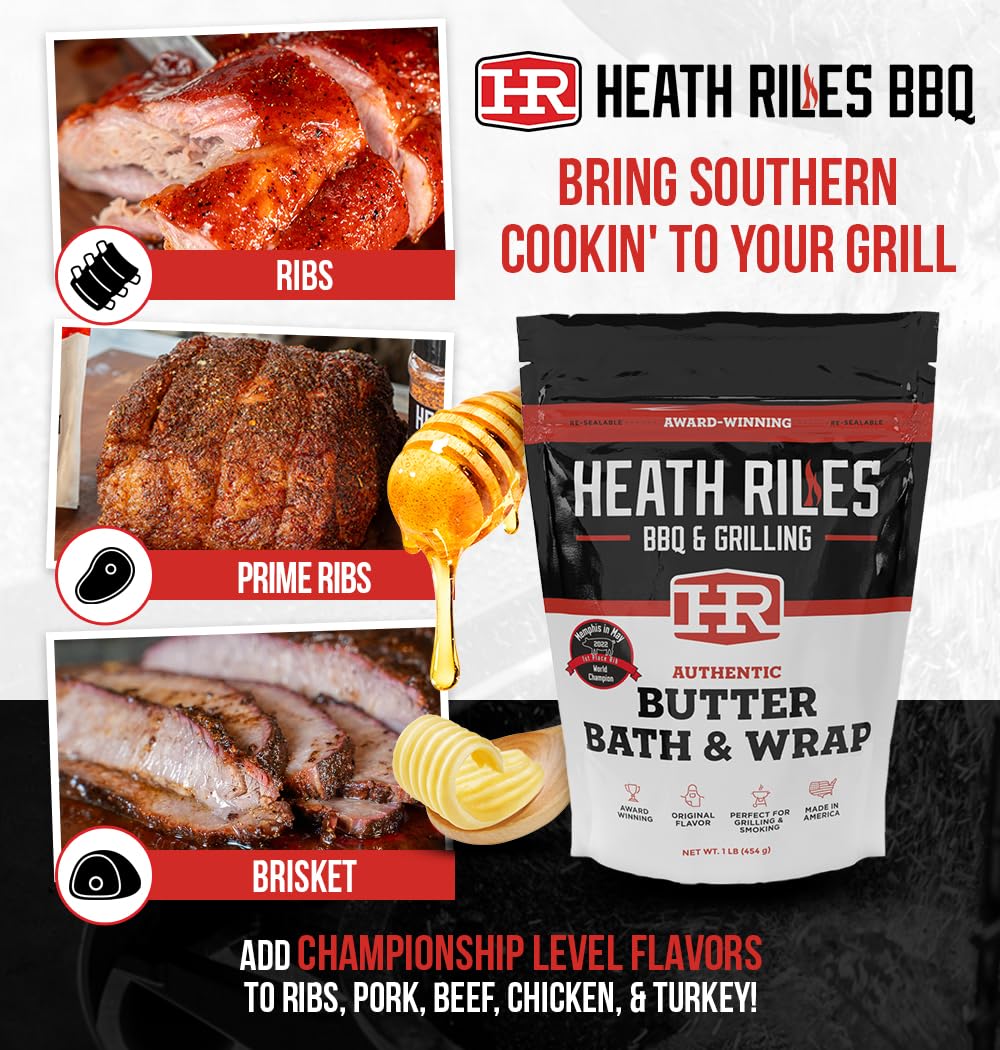 Heath Riles Bbq Butter Bath And Wrap, Champion Pitmaster Recipe, Award Winning Technique, Bag 16 Oz.