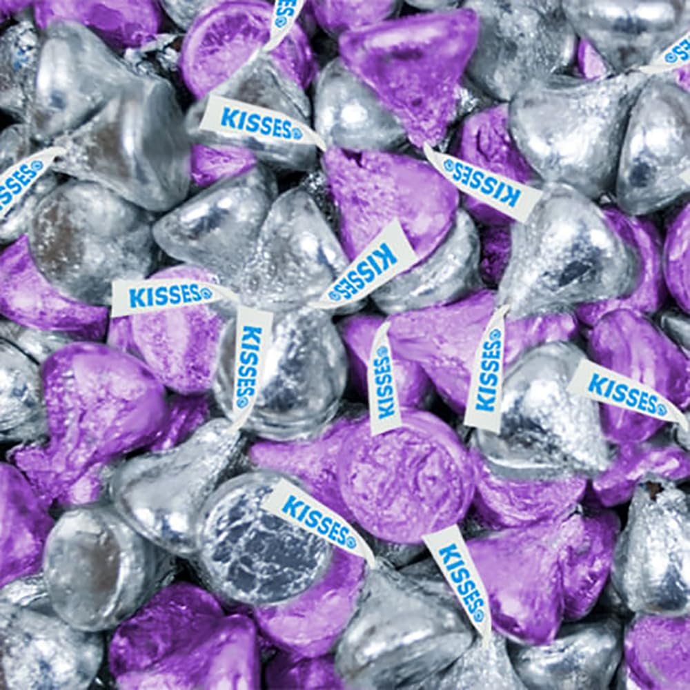 165 Pcs Purple & Silver Candy Kisses Milk Chocolate (1.65 lbs)
