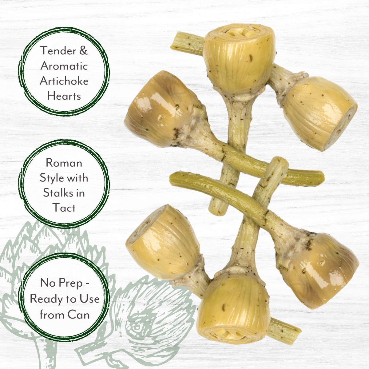 Roland Foods Roman Style Artichoke Hearts with Stalks  Specialty Imported Food  2 LB 15.6 Oz