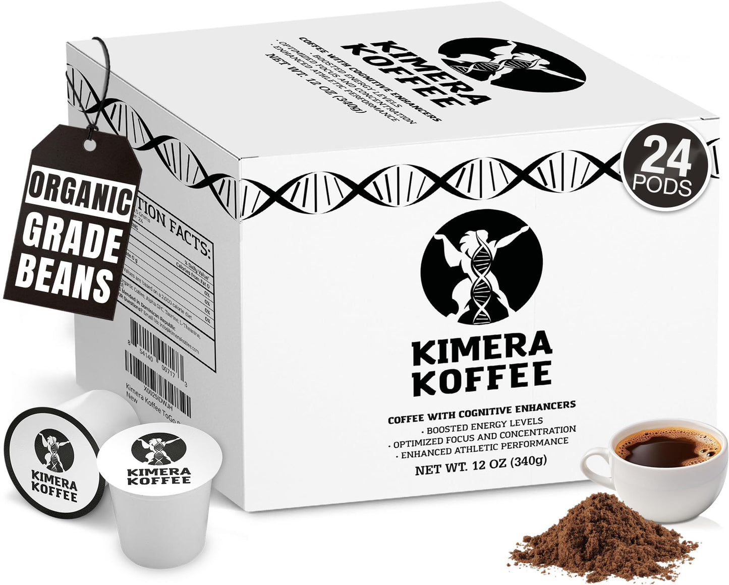 Kimera Koffee Organic Ground Coffee, Original Blend, Medium Roast, 24 Count