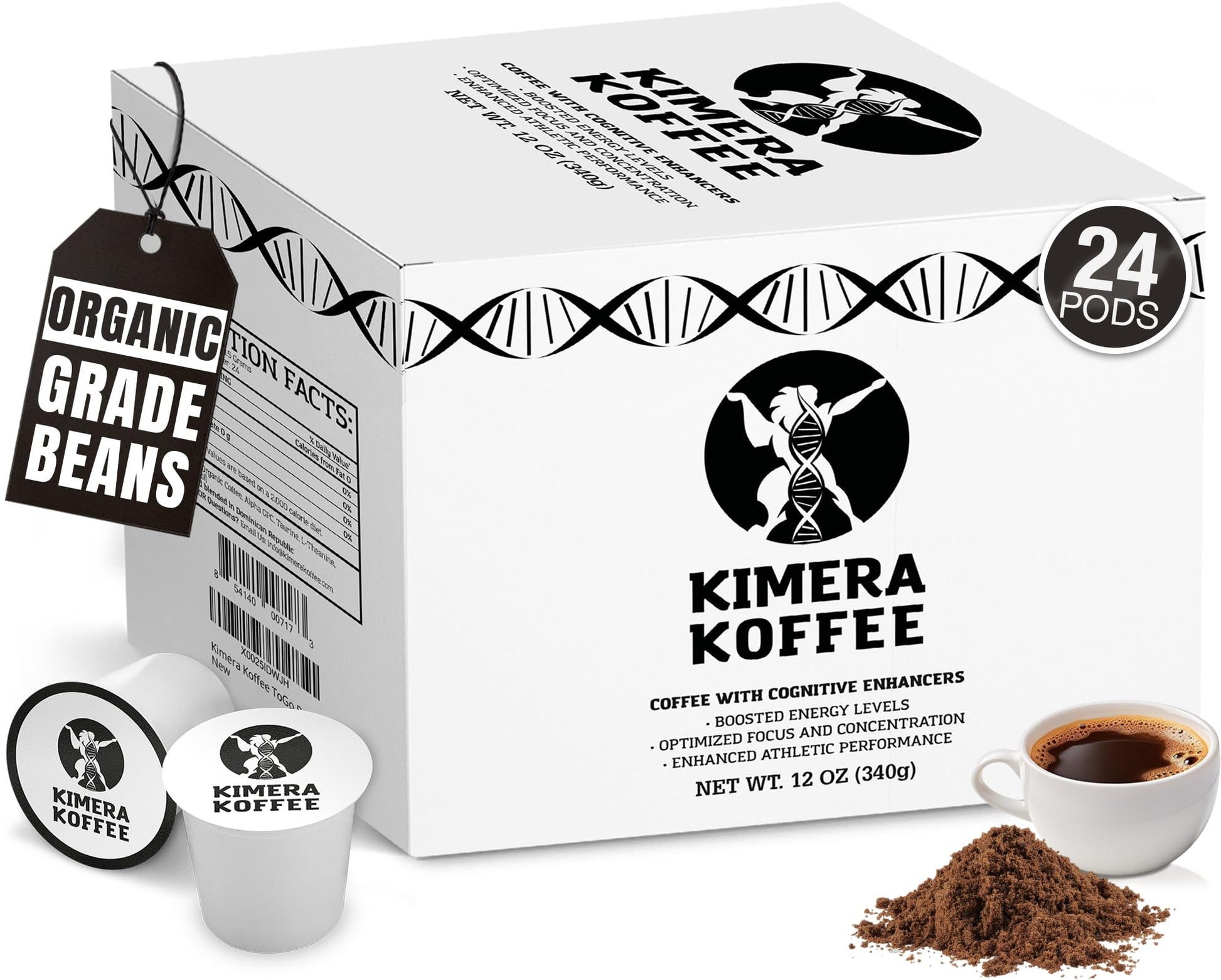 Kimera Koffee Organic Ground Coffee, Original Blend, Medium Roast, 24 Count