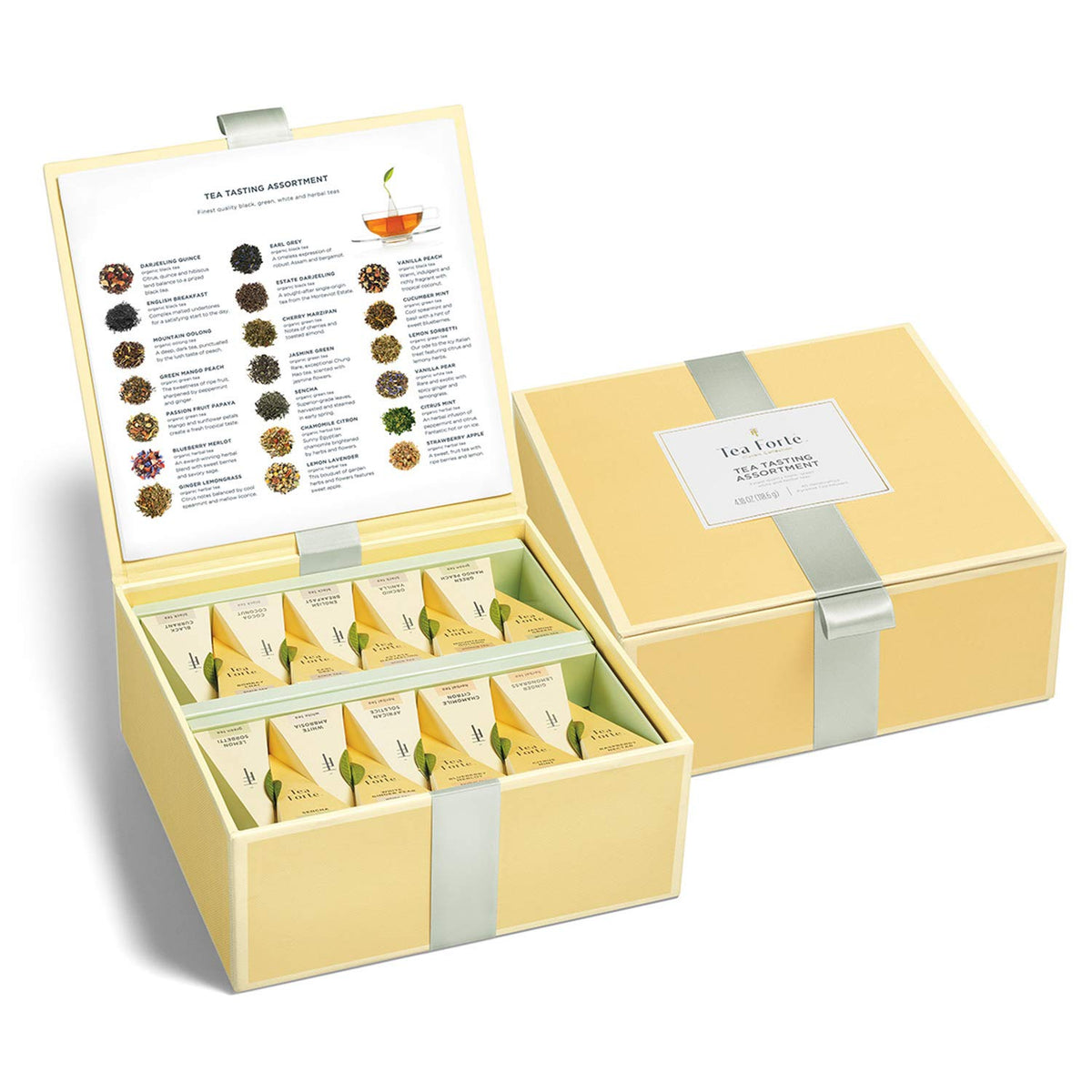 Tea Forte Tea Chests with 40 Handcrafted Pyramid Infusers - Tea Tasting Assortment, 40 Count, Model 3910120