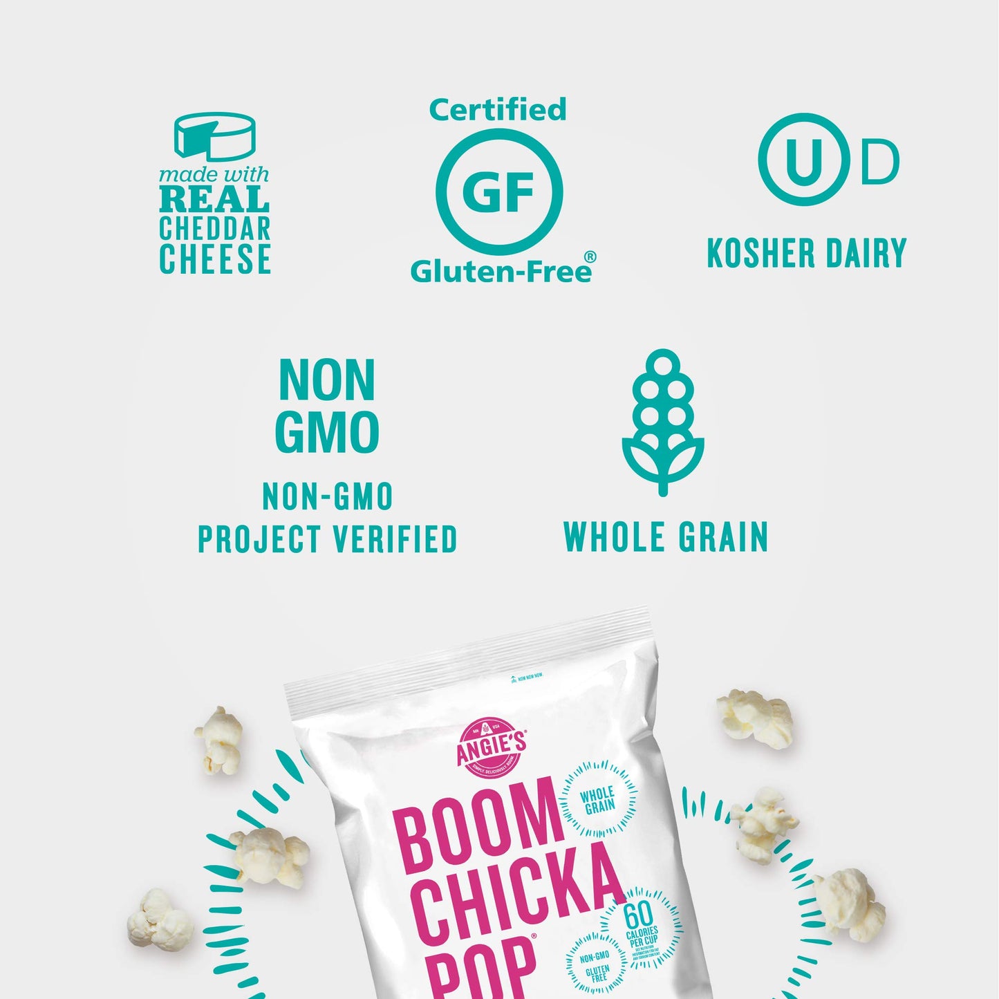 Angies Boomchickapop White Cheddar Popcorn, 4.5 Oz. (Pack Of 12)