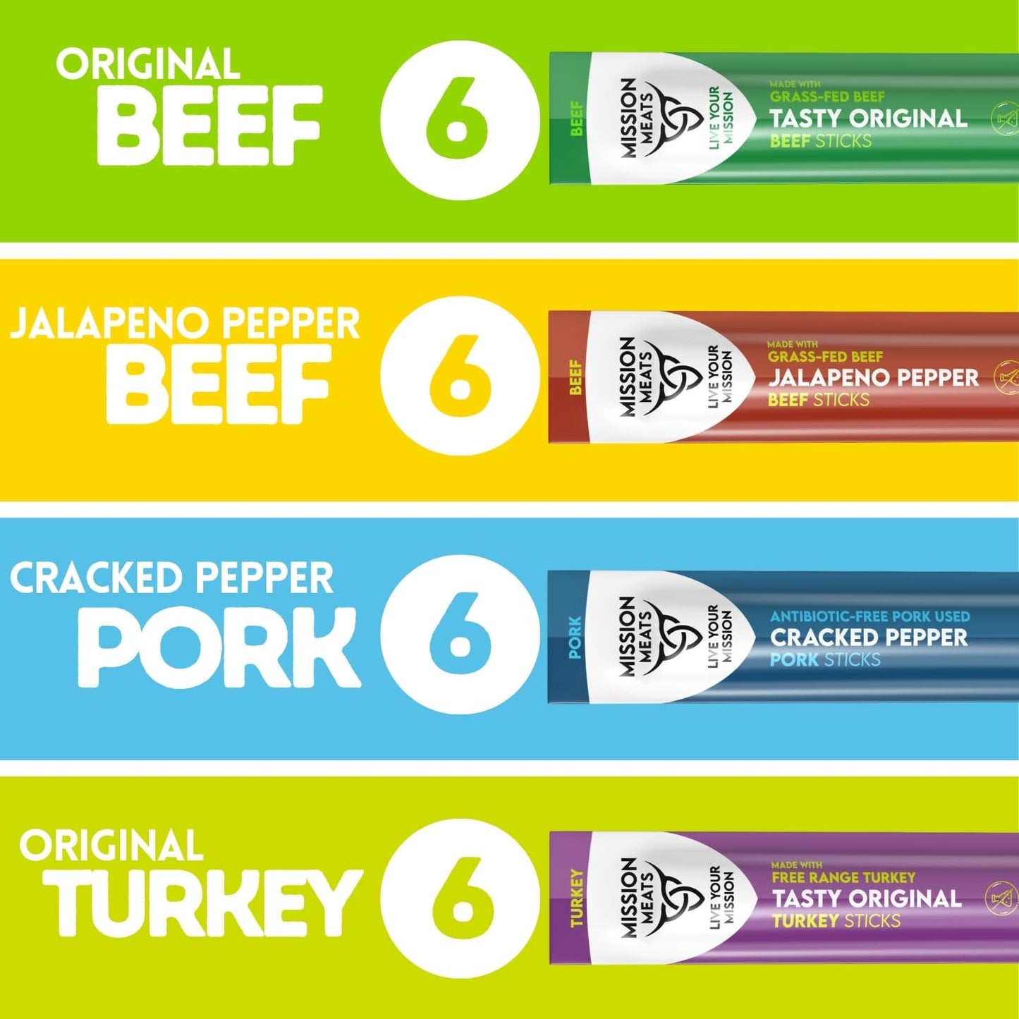 Mission Meats Snack Box - Sugar Free Keto Beef Sticks, Gluten Free, Whole 30, 1 Ounce (Pack of 24)